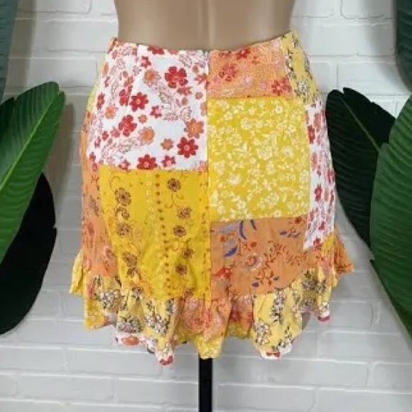 Orange patchwork skirt - Picture 4 of 5